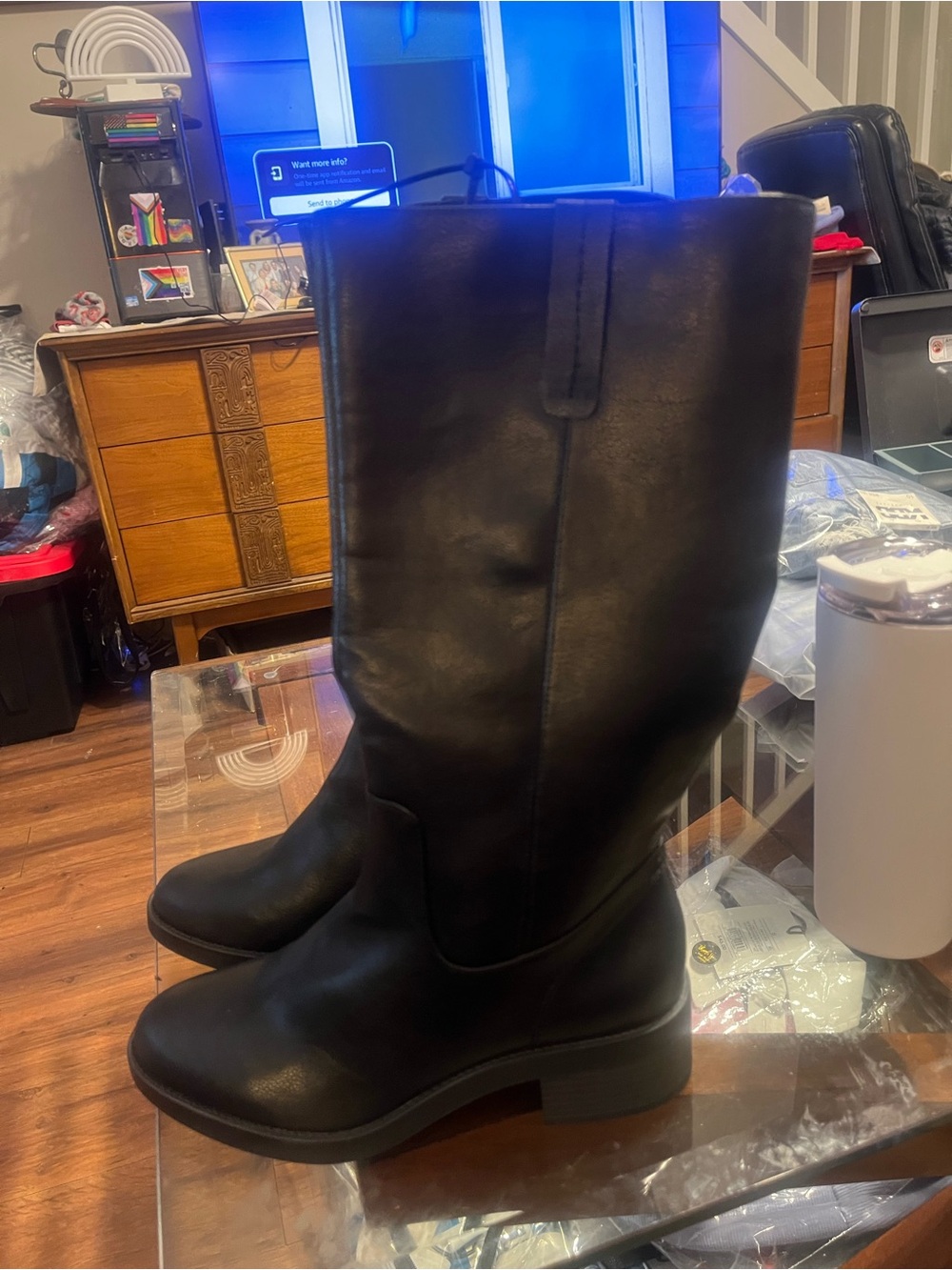 Life stride 9W Black Mid-Calf Women's Leather Heeled Boots NWOT
